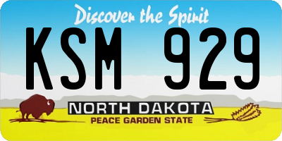 ND license plate KSM929