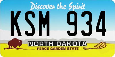 ND license plate KSM934