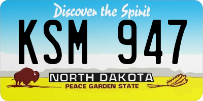 ND license plate KSM947