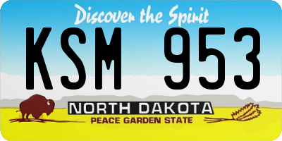 ND license plate KSM953
