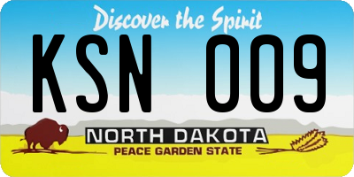 ND license plate KSN009