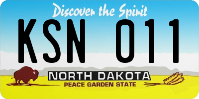 ND license plate KSN011