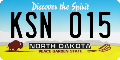 ND license plate KSN015