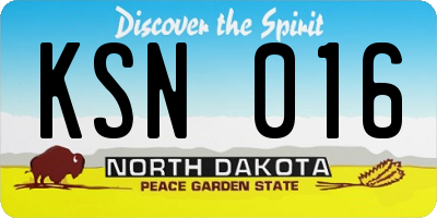 ND license plate KSN016