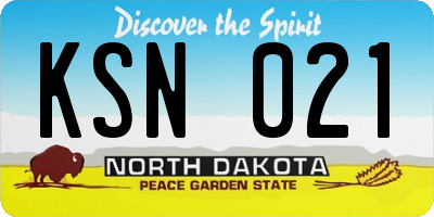 ND license plate KSN021