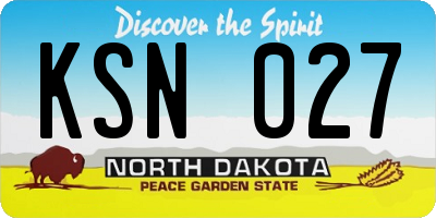 ND license plate KSN027