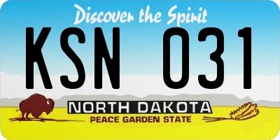 ND license plate KSN031