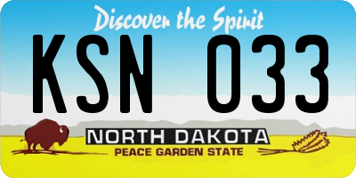 ND license plate KSN033