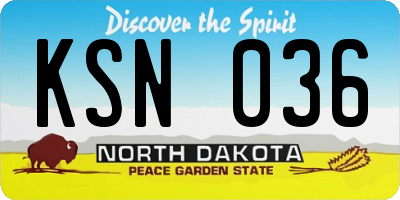 ND license plate KSN036