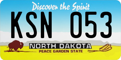ND license plate KSN053