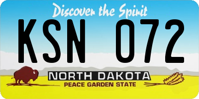 ND license plate KSN072