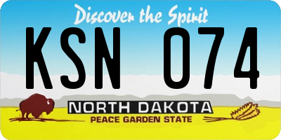 ND license plate KSN074