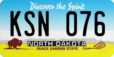 ND license plate KSN076