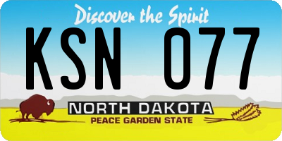 ND license plate KSN077