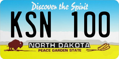ND license plate KSN100