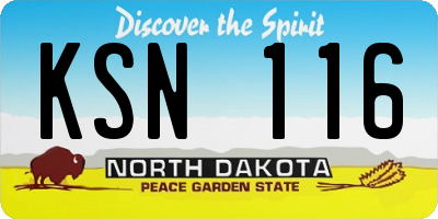 ND license plate KSN116