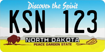 ND license plate KSN123