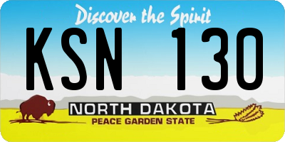 ND license plate KSN130