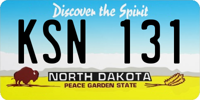 ND license plate KSN131