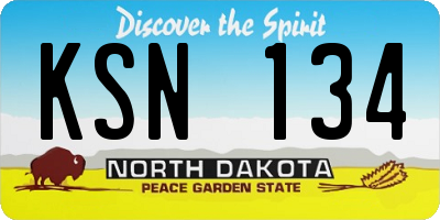 ND license plate KSN134