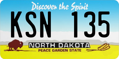 ND license plate KSN135