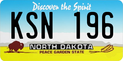 ND license plate KSN196