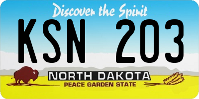 ND license plate KSN203