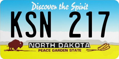 ND license plate KSN217