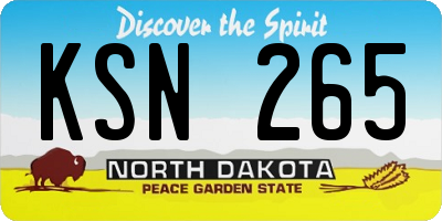 ND license plate KSN265