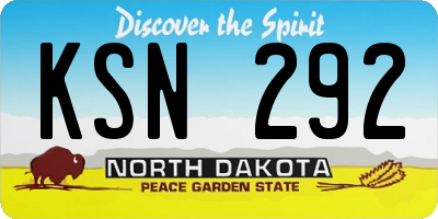 ND license plate KSN292