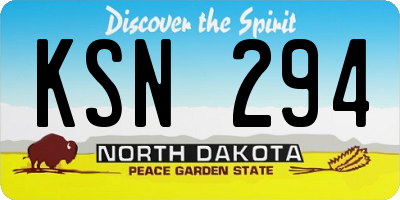 ND license plate KSN294