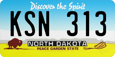 ND license plate KSN313