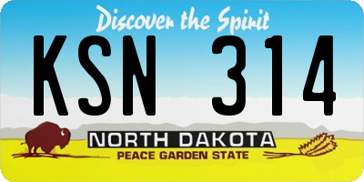 ND license plate KSN314