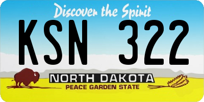 ND license plate KSN322