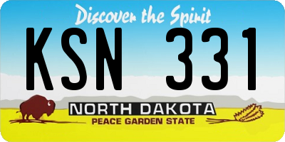 ND license plate KSN331