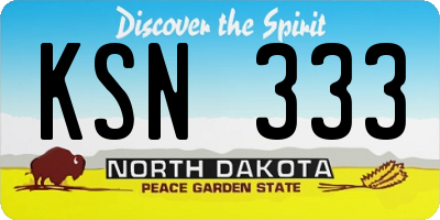 ND license plate KSN333