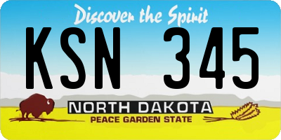 ND license plate KSN345