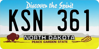 ND license plate KSN361