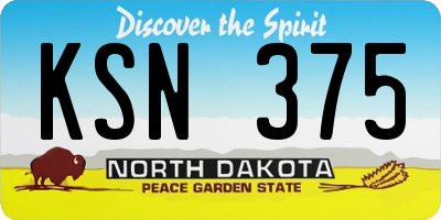 ND license plate KSN375