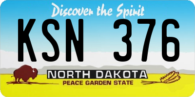 ND license plate KSN376