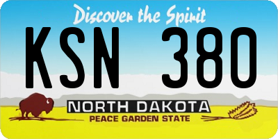 ND license plate KSN380
