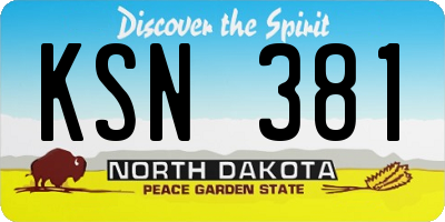 ND license plate KSN381