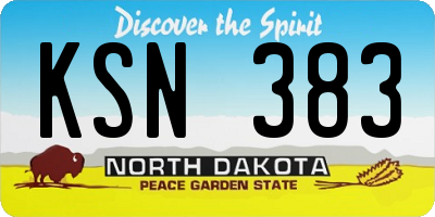 ND license plate KSN383