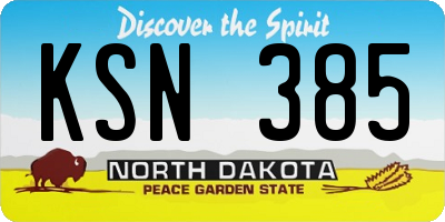 ND license plate KSN385