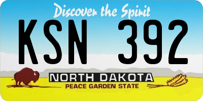 ND license plate KSN392