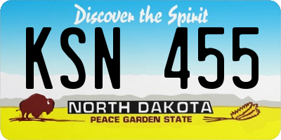ND license plate KSN455