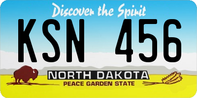 ND license plate KSN456