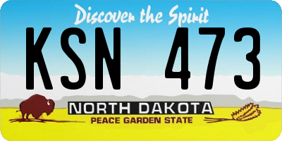 ND license plate KSN473