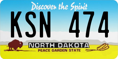 ND license plate KSN474