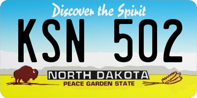 ND license plate KSN502